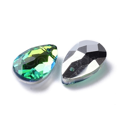 Faceted Teardrop Glass Pendants GLAA-O008-A18-1