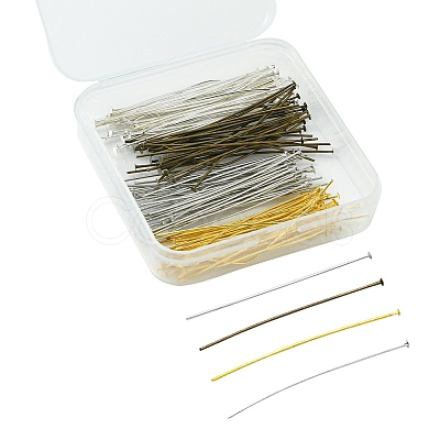 160Pcs 4 Colors Brass Flat Head Pins KK-YW0002-11-1