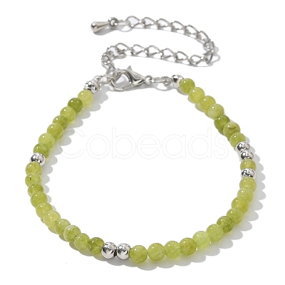 Natural Peridot Bead Bracelet ZW6419-4-1