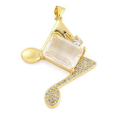 Rack Plating Brass Micro Pave Clear Cubic Zirconia Pendants ZIRC-L100-157G-01-1