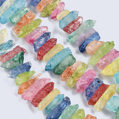 2 Strands Natural Dyed Quartz Pointed Stick Beads Strands G-PA0001-77-1