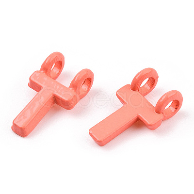 Rack Plating Spray Painted Alloy 2-Loop Link Pendants PALLOY-N176-01T-1