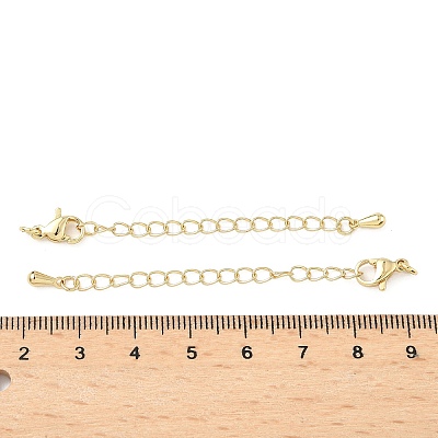 Teardrop Brass End with Chain KK-Z117-01G-1