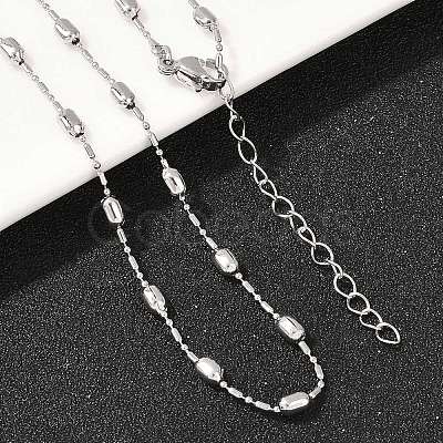 Brass Oval Ball Chain Necklaces for Men Women NJEW-L012-03P-1