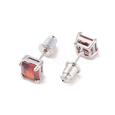 Rack Plating Brass Micro Pave Cubic Zirconia Stud Earrings EJEW-I304-01P-02-1