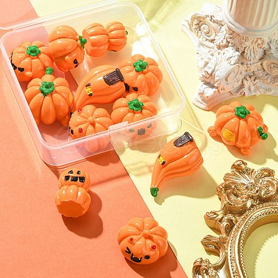 12Pcs 6 Styles Autumn Opaque Resin Pumpkin Cabochons RESI-YW0001-36-1