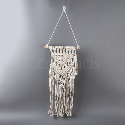 Cotton Cord Macrame Woven Wall Hanging HJEW-C010-17-1