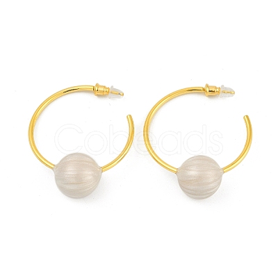 Round Brass Enamel Hoop Earrings for Women EJEW-Q391-35G-03-1