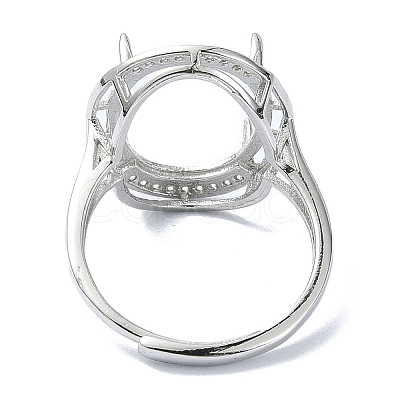 Adjustable 925 Sterling Silver 4 Prongs Ring Settings STER-K179-28P-1
