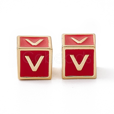 Rack Plating Brass Enamel Beads KK-B060-04G-03V-1
