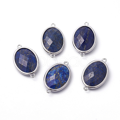 Platinum Tone Brass Lapis Lazuli Links connectors X-G-F339-B09-1