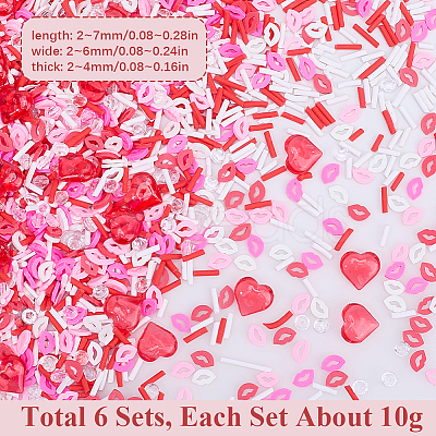 Valentine's Day Lip Handmade Polymer Clay Sprinkles Mix CLAY-SC0001-97B-1