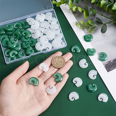 60Pcs 2 Colors Imitation Jade Glass Pendants GLAA-PH0001-96-1