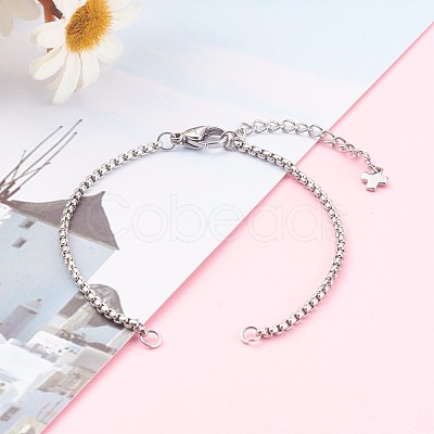 Tarnish Resistant 304 Stainless Steel Box Chain Bracelet Making Sets AJEW-JB00942-1