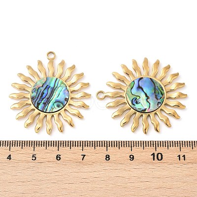 304 Stainless Steel Natural Paua Shell Pendants STAS-L288-12G-01-1