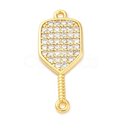 Brass Micro Pave Clear Cubic Zirconia Connector Charms KK-P288-01G-1