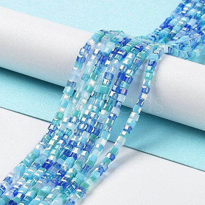 Gradient Color Electroplate Glass Bead Strands GLAA-E042-05-B07-1