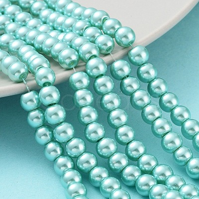 Baking Paint Pearlized Glass Pearl Round Bead Strands HY-Q003-6mm-32-1