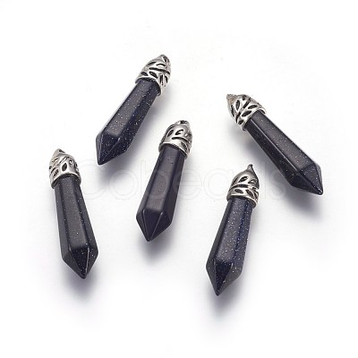 Synthetic Blue Goldstone Pendants G-L497-02G-1
