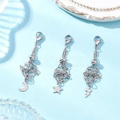3Pcs 304 Stainless Steel Macrame Pouch Empty Stone Holder Pendant Decorations HJEW-JM04380-02-1