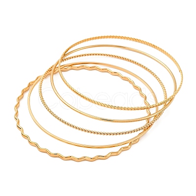 5Pcs 304 Stainless Steel Bangle Set for Women BJEW-S162-01A-G-1