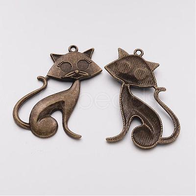 Tibetan Style Alloy Kitten Pendants TIBEP-22758-AB-NR-1