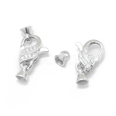 Rhodium Plated 925 Sterling Silver Lobster Claw Clasps STER-L055-063P-1