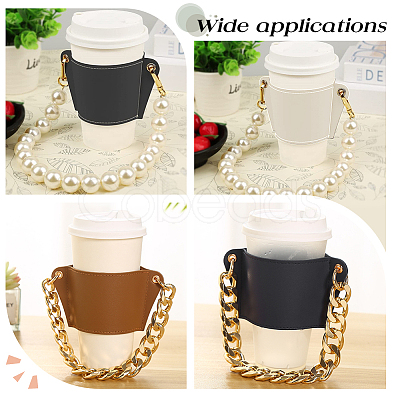 PU Leather Heat Resistant Reusable Cup Sleeve AJEW-WH0326-38C-1