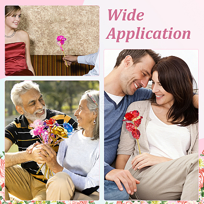 24Pcs 6 Colors Plastic Artificial Rose Flower for Valentine's Day AJEW-WR0003-66-1
