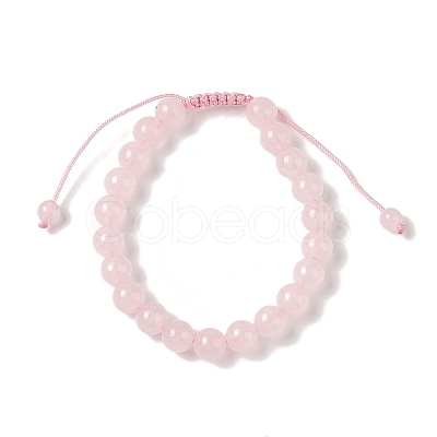 8mm Round Dyed Natural Rose Quartz Braided Bead Bracelets BJEW-C067-01B-20-1