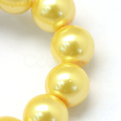 Baking Paint Pearlized Glass Pearl Round Bead Strands X-HY-Q003-6mm-67-1