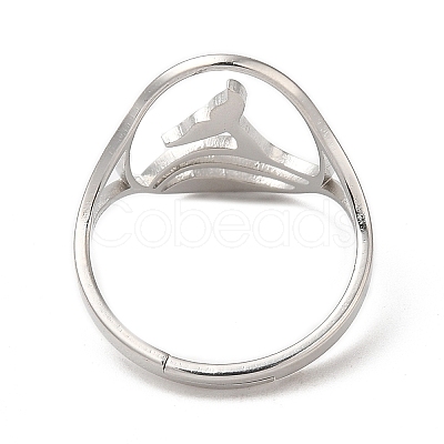 Non-Tarnish 304 Stainless Steel Whale Tail Adjustable Ring for Women RJEW-M149-01P-1