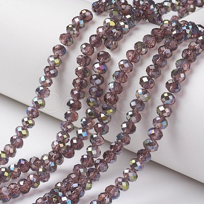 Electroplate Transparent Glass Beads Strands EGLA-A034-T8mm-S08-1