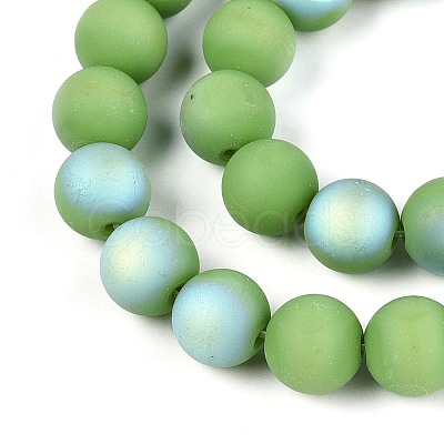 Frosted Opaque Glass Beads Strands GLAA-T032-P10mm-MBB06-1