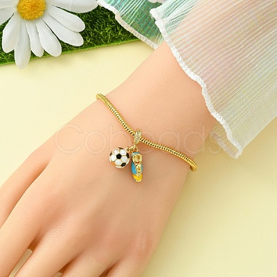 1Pc Sport Theme Brass Enamel European Dangle Charms KK-YW0002-64-1
