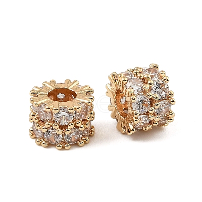Brass Micro Pave Cubic Zirconia Beads KK-K374-20G-1