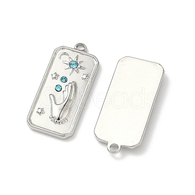 304 Stainless Steel Rhinestone Pendants STAS-L308-02B-P-1