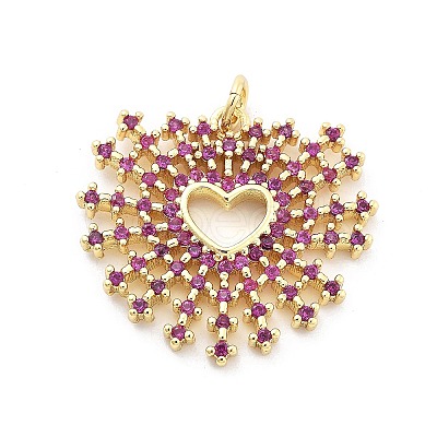 Brass Micro Pave Cubic Zirconia Pendants KK-Q006-35G-01-1