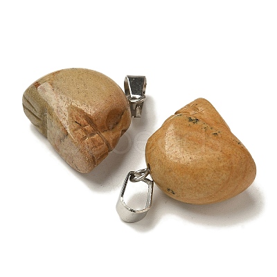 Natural Picture Jasper Pendants G-Z067-02P-05-1