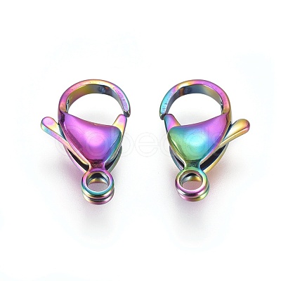 Ion Plating(IP) 304 Stainless Steel Lobster Claw Clasps X-STAS-E475-02B-1