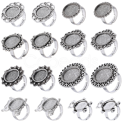 16Pcs 8 Style Adjustable Alloy Finger Rings Components FIND-SC0008-65-1