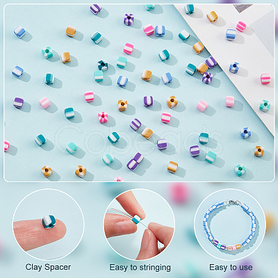 9 Strands 9 Colors Handmade Polymer Clay Beads Strands CLAY-NB0001-72-1