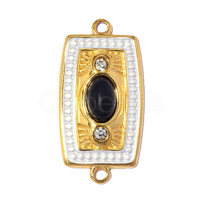 304 Stainless Steel Pave Black Onyx Connector Charm STAS-OY018-37G-1