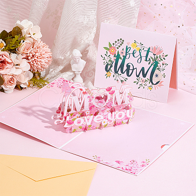 2 Sets 2 Styles Mother's Day 3D Pop Up Paper Greeting Card for Birthday Day AJEW-GA0006-97-1