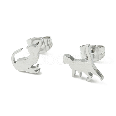 Non-Tarnish Cute Little Animal Theme 304 Stainless Steel Stud Earrings EJEW-B041-02D-P-1