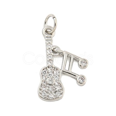Rack Plating Brass Micro Pave Clear Cubic Zirconia Pendants KK-U021-06P-1