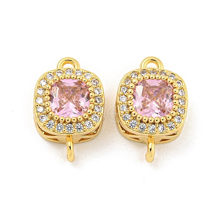 Brass Pave Cubic Zirconia Connector Charms KK-B096-05G-01-1