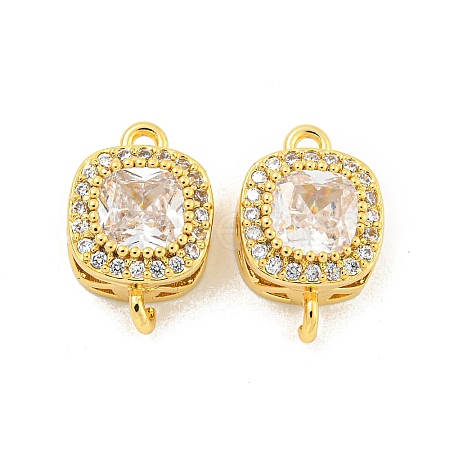 Brass Pave Cubic Zirconia Connector Charms KK-B096-05G-03-1