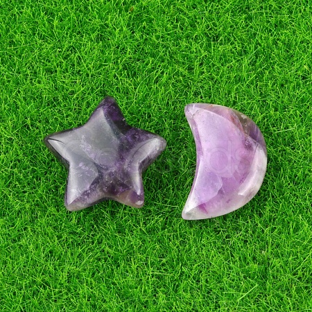 Natural Tiger Eye Healing Moon & Star Ornaments X1-PW-WG13036-05-1