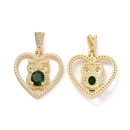 Brass Micro Pave Clear Cubic Zirconia Pendants ZIRC-F134-18G-02-1